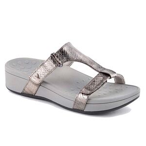 Vionic Pacific Ellie Wedge Heel Sandals Silver Metallic Size 7